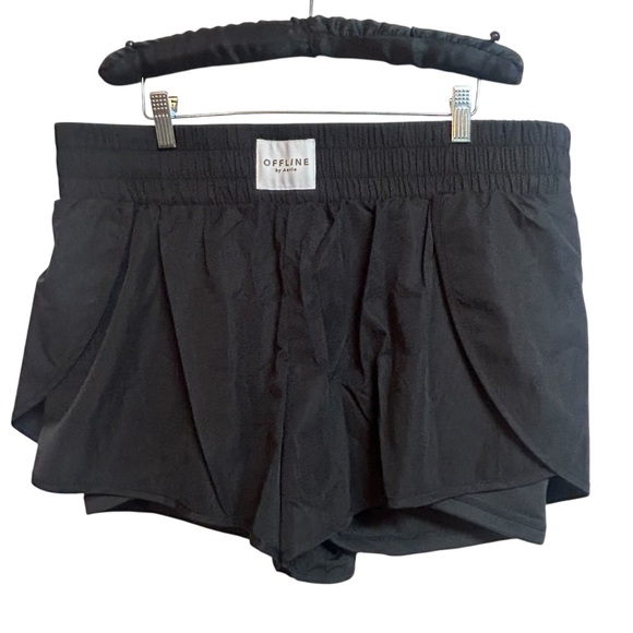 Offline By Aerie Black The Hugger Shorts High Waist Lined Pockets Size XL NWT - Picture 2 of 9